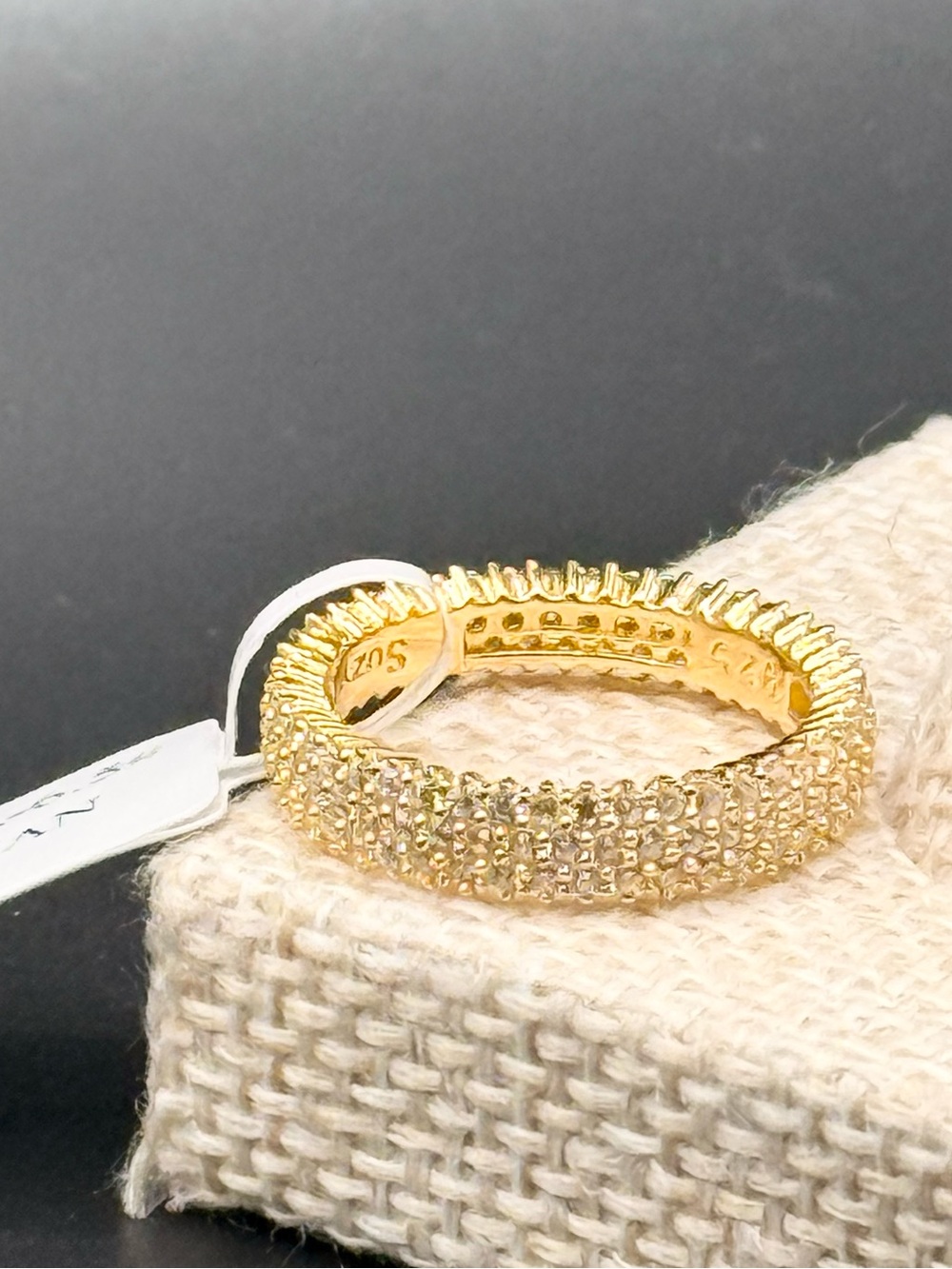 Suzy Levian Sterling Silver Micro-Pave White Cubic Zirconia Eternity Band Ring